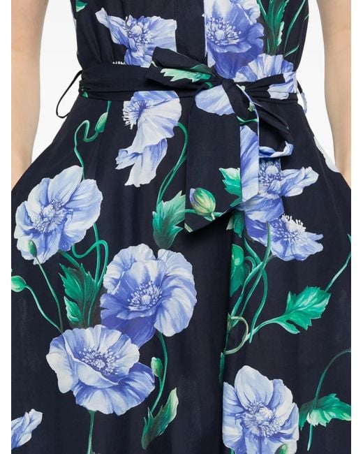LAVI COUTURE Blue Robe Longue Basilico À Fleurs