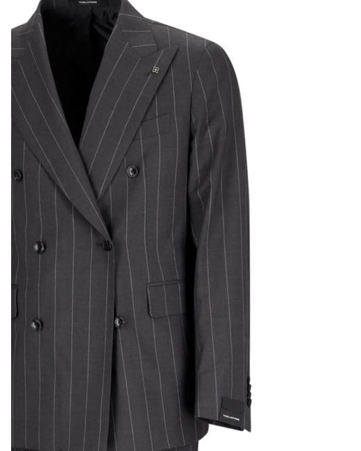 Tagliatore Black Pinstripe Double-Breasted Suit for men