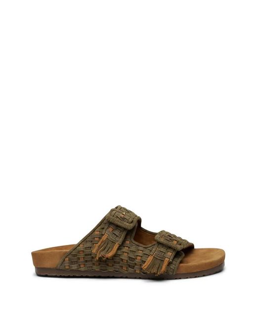 BAZISZT Brown Tress Woven Tassel Sandals for men