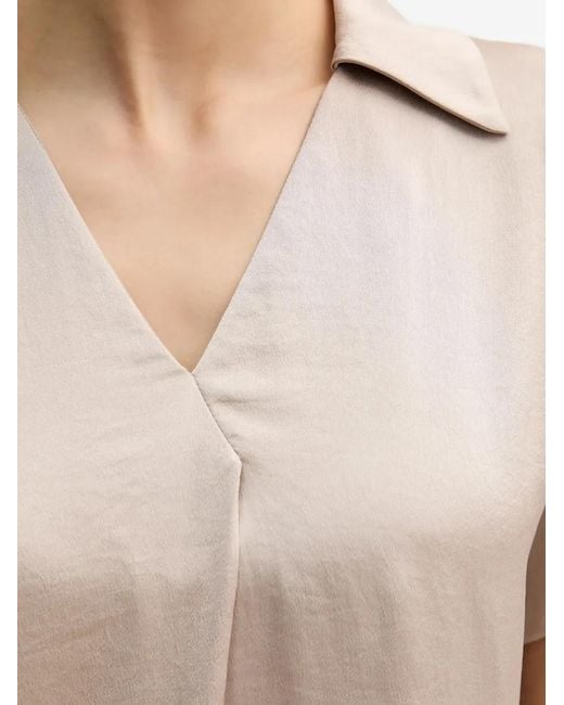 Joseph Ribkoff Natural Collared V-Neck Top