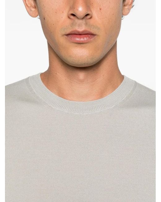 Corneliani White Fine-Knit Crew-Neck Sweater for men