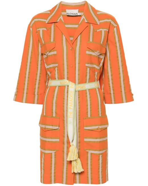ALÉMAIS Orange Gina Hemdkleid mit Streifen