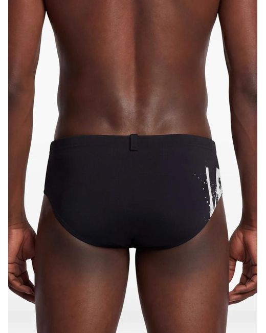 DSquared² Black Logo-Print Swim Trunks for men