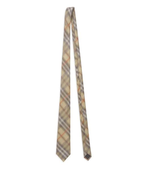 Burberry White Checked Silk Tie for men