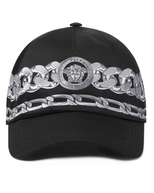 Versace Black Medusa Chains Baseball Cap for men