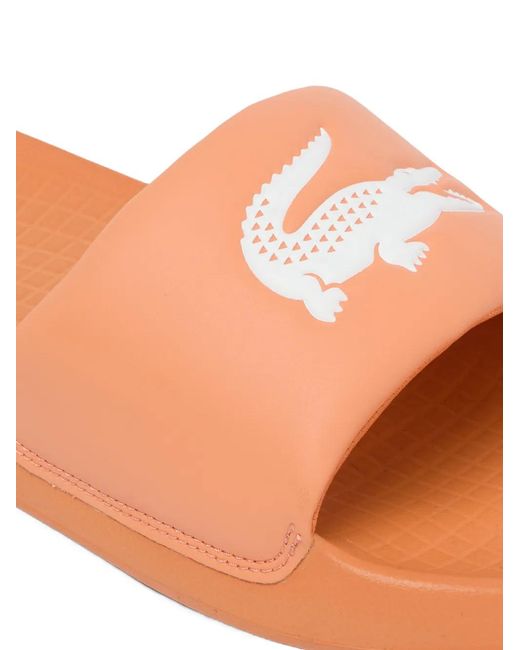 Lacoste Pink Serve Crocodile-Embossed Slides for men