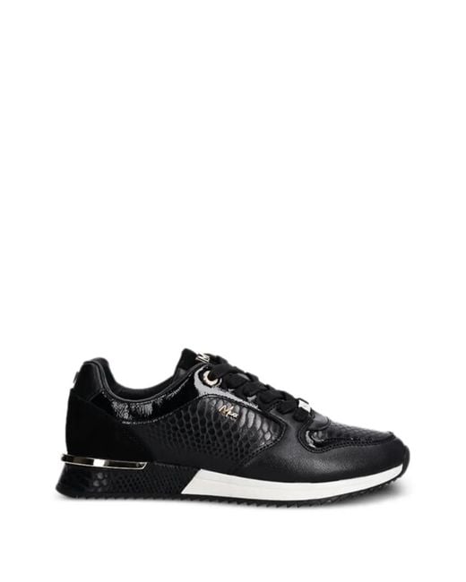 Mexx Black Reptile-Effect Panelled Sneakers