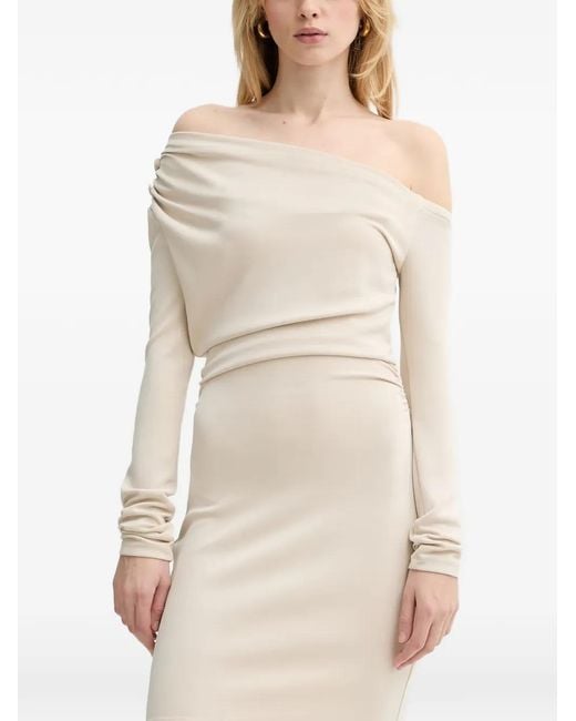 Guess Natural Draped Off-The-Shoulder Mini Dress