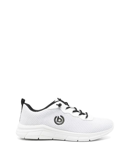 Bugatti White Logo-Embroidered Mesh Sneakers for men