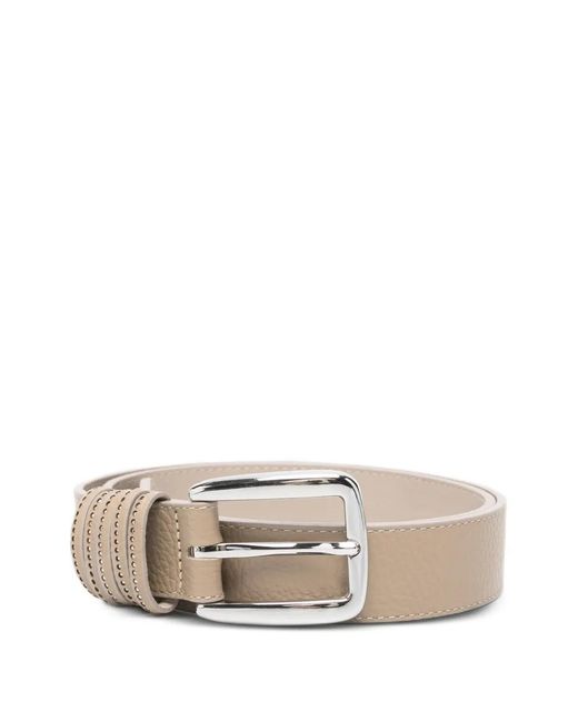 Peserico Natural Textured-Leather Buckle Belt