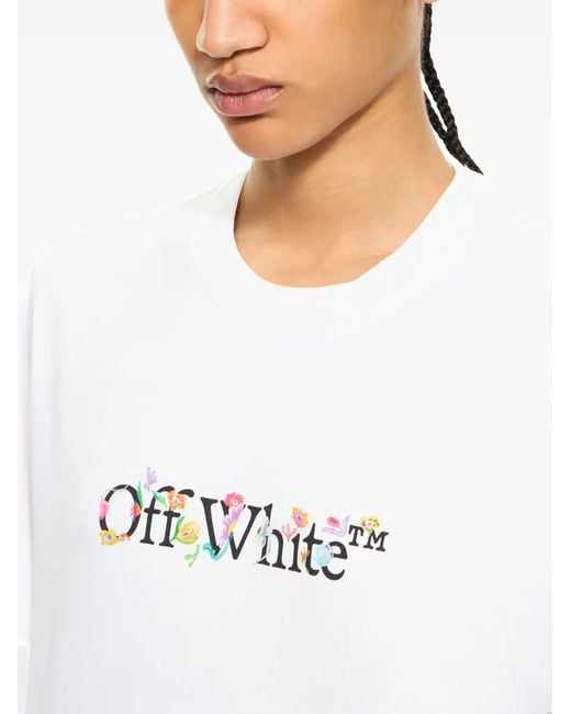 Off-White c/o Virgil Abloh White Bookish Glowing Flower Crop T-Shirt