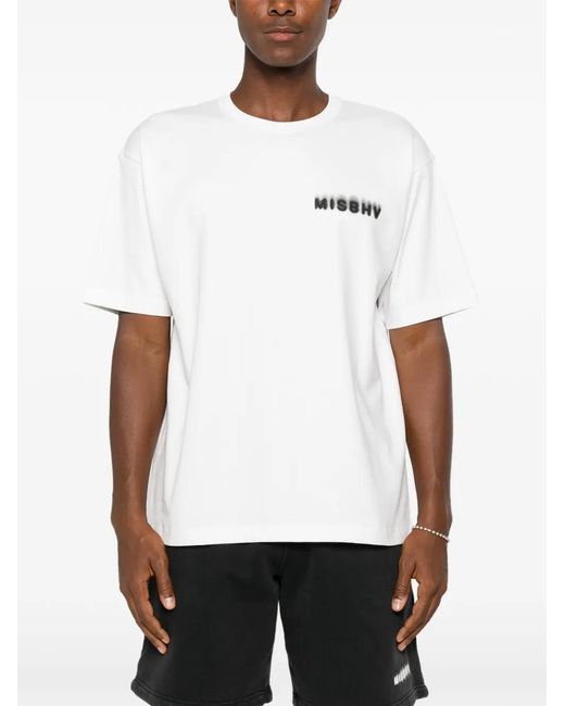 M I S B H V White Logo-Print T-Shirt