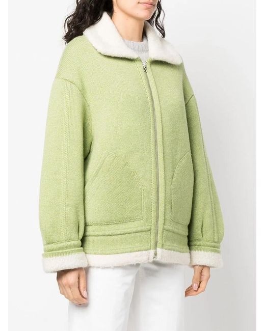 Barrie Green Shearling-Lined Zipped-Up Jacket