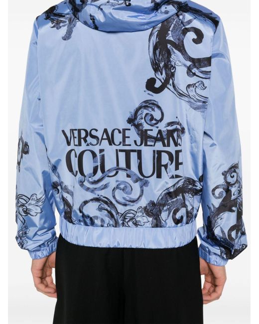 Versace Blue Baroccoflage-print Bomber Jacket for men