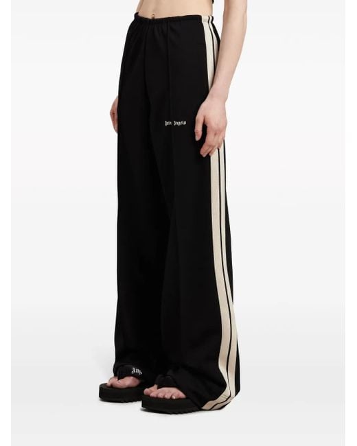 Palm Angels Black Wide-Leg Trousers With Contrasting Stripe Detail