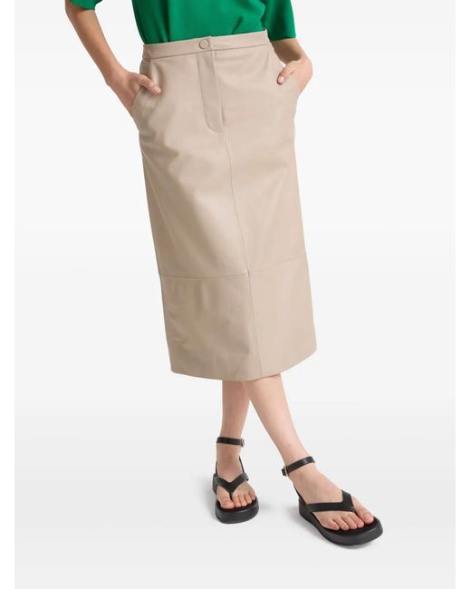 Yves Salomon Natural Leather Pencil Skirt