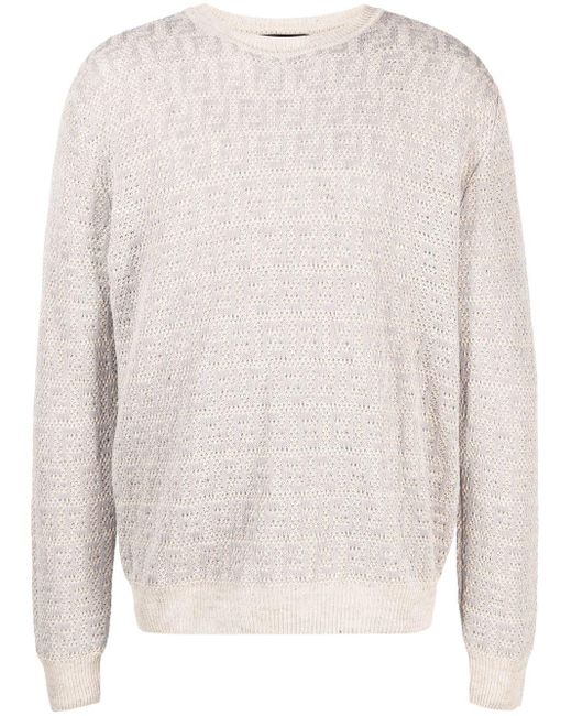 Fendi White Ff-jacquard Sweater for men