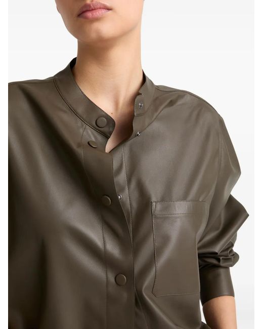 Yves Salomon Green Leather Overshirt