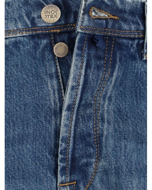 メンズ Incotex ベルトループ パンツ Blue