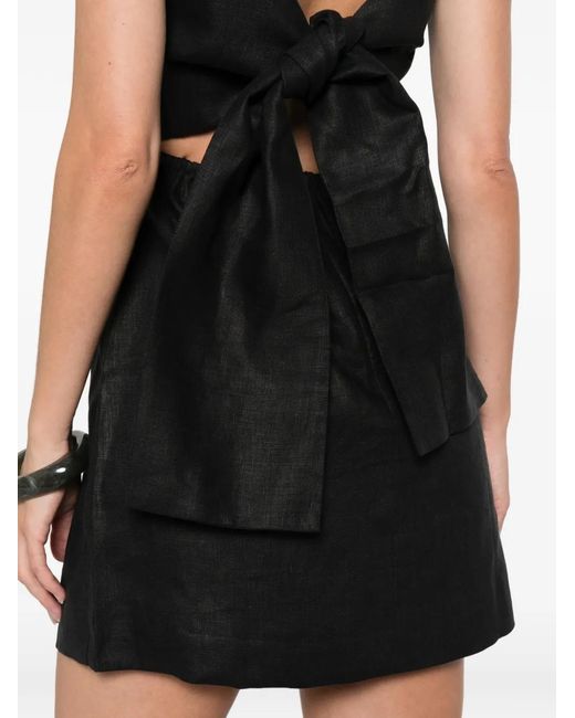 Faithfull The Brand Black Robe Courte Sofia À Encolure Bateau