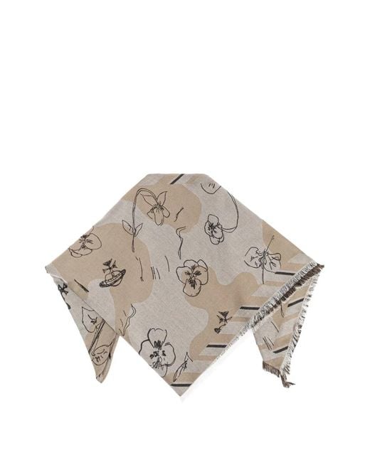 Vivienne Westwood Natural Orb-Print Frayed Scarf