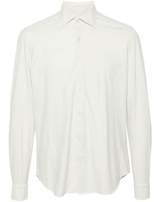 Tintoria Mattei 954 Klassisches Jersey-Hemd in White für Herren