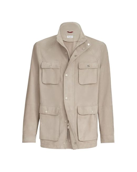 Brunello Cucinelli Natural Veste Safari En Daim Non Doublée for men