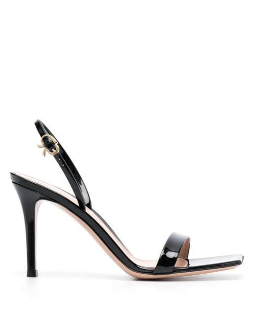 Gianvito Rossi Metallic 85Mm Ribbon Stiletto Leather Sandals