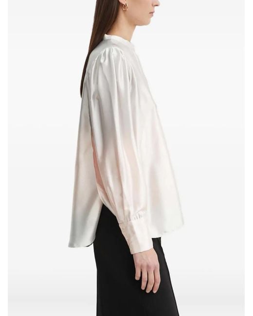 Bruuns Bazaar White Ombre Puff-Shoulder Shirt