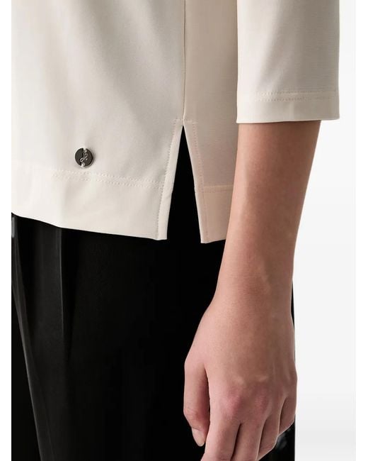 Joseph Ribkoff White Contrast-Trim Three-Quarter-Sleeve Top