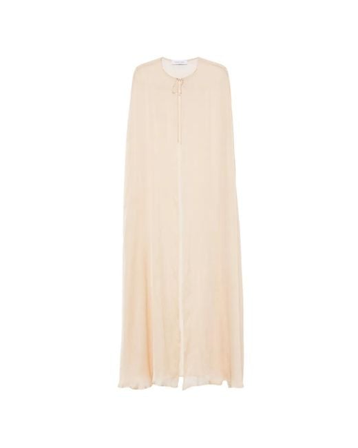 Raquel Diniz White Tie-Fastening Semi-Sheer Cape