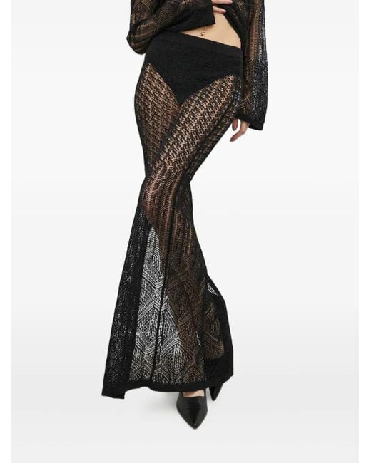 Herskind Maxi-Rok Met Open Werk En Split in het Black