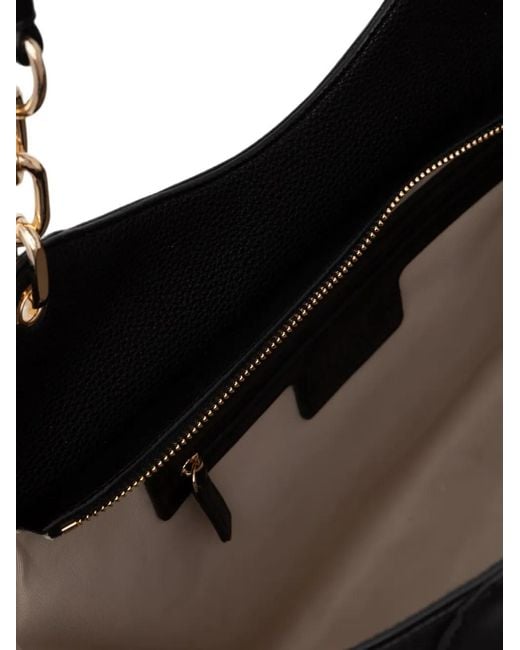 Liu Jo Black Logo-Plaque Pebbled-Effect Tote Bag