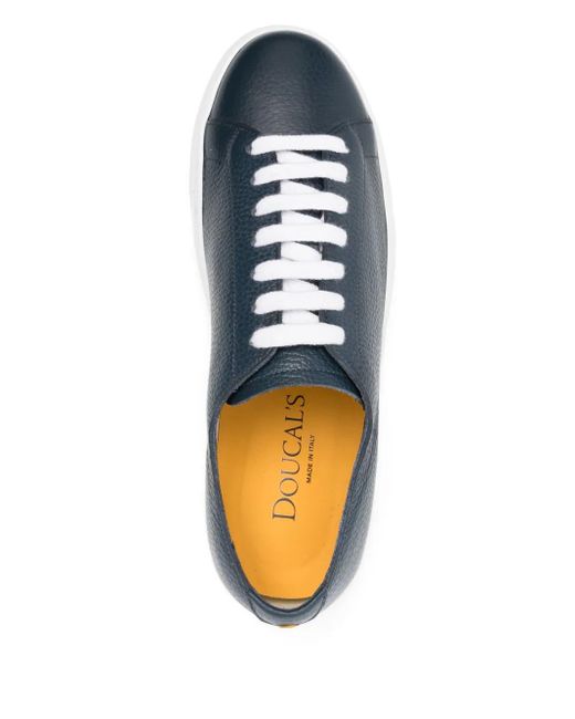 Doucal's Blue Leather Sneakers for men