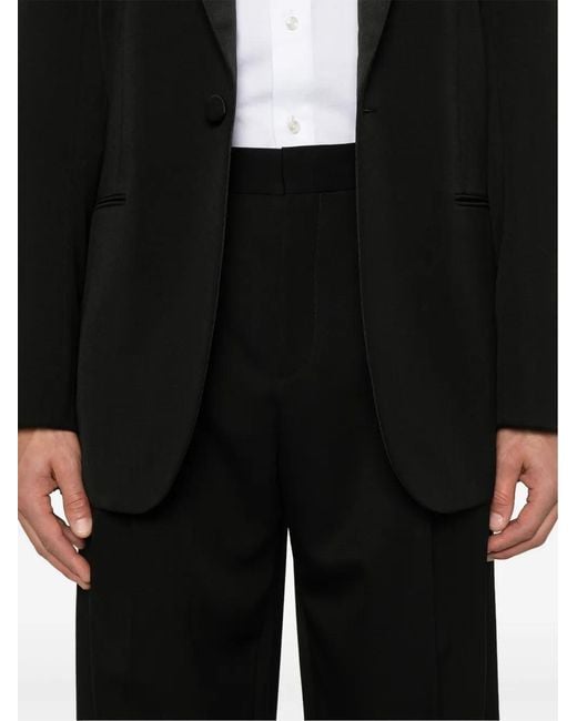 Saint Laurent Black Wide-Leg Grain De Poudre Trousers for men