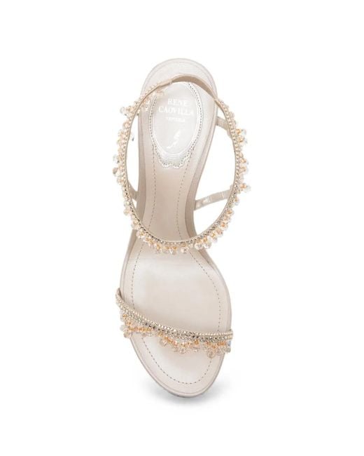 Rene Caovilla White Jahanara Bead-Embellished Sandals