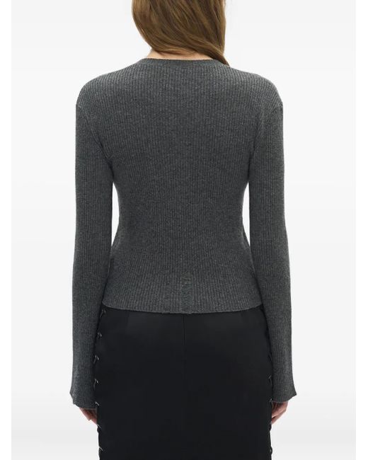 Ann Demeulemeester Gray Distressed Ribbed Top