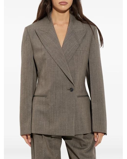 Rohe Gray Double-Breasted Slub-Texture Blazer