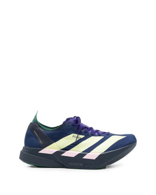 Adidas Blue Adizero Adios Pro 4 Lace-Up Running Sneakers for men