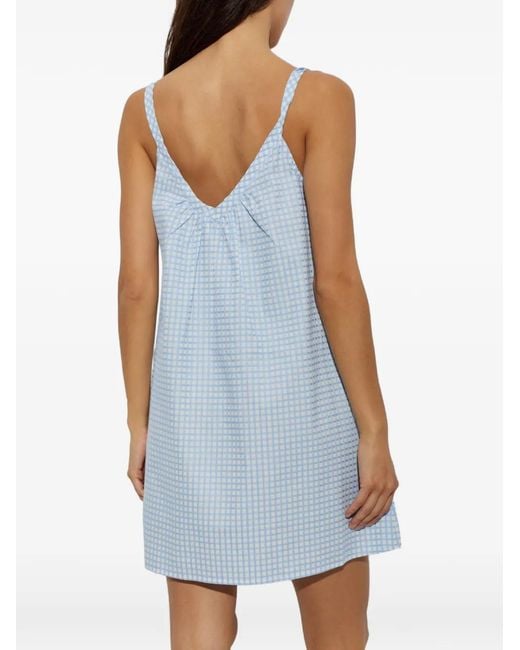 Posse Blue Lila Gingham Tie-Fastening Mini Dress