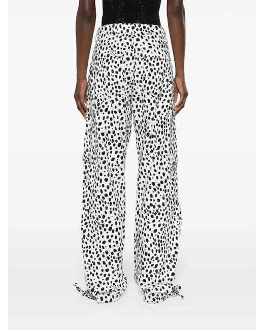 Moschino White Spot-Print Cargo Trousers