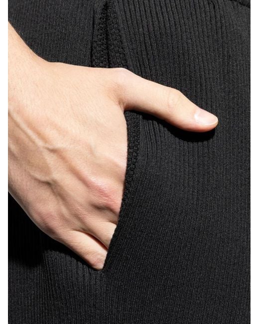 メンズ Homme Plissé Issey Miyake Ribbed Frayed Trousers Black