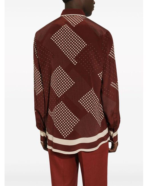 Camicia a pois di Dolce & Gabbana in Red da Uomo