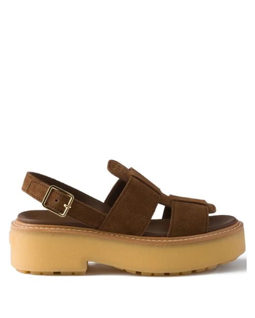 Prada Brown Suede Sandals