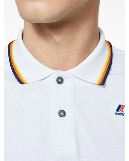 K-Way White Jud Tipped-Collar Polo Shirt for men