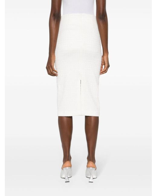 Nissa White High-waisted Bouclé Skirt