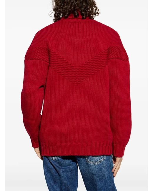DSquared² Red Roll-Neck Chevron-Knit Sweater for men
