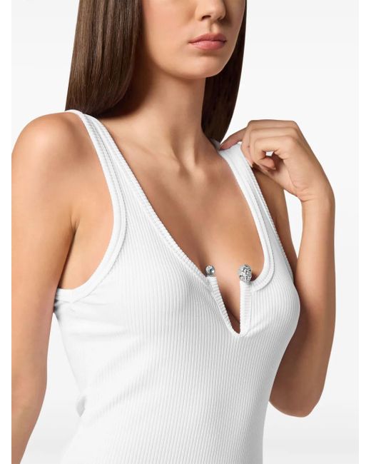 Philipp Plein White Pierced Mini Dress