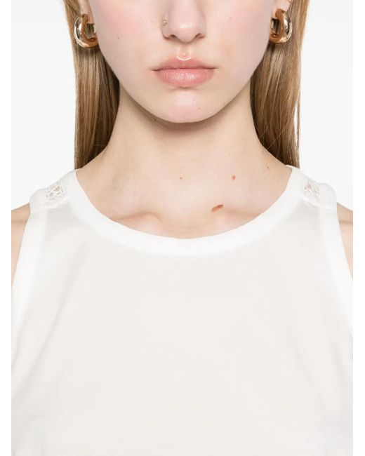 Top sin mangas con espalda de punto Maje de color White