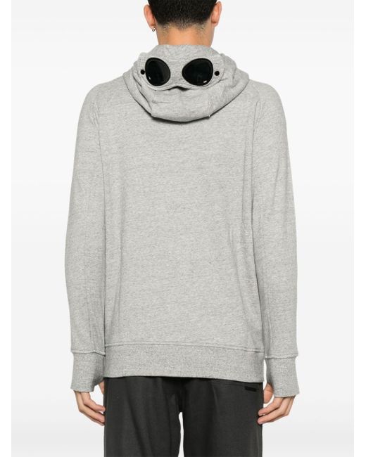 C P Company Gray Goggles-Detail Hoodie for men